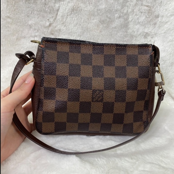 Louis Vuitton Trousse Pochette Brown Canvas Clutch Bag Authentic - Picture 5 of 16